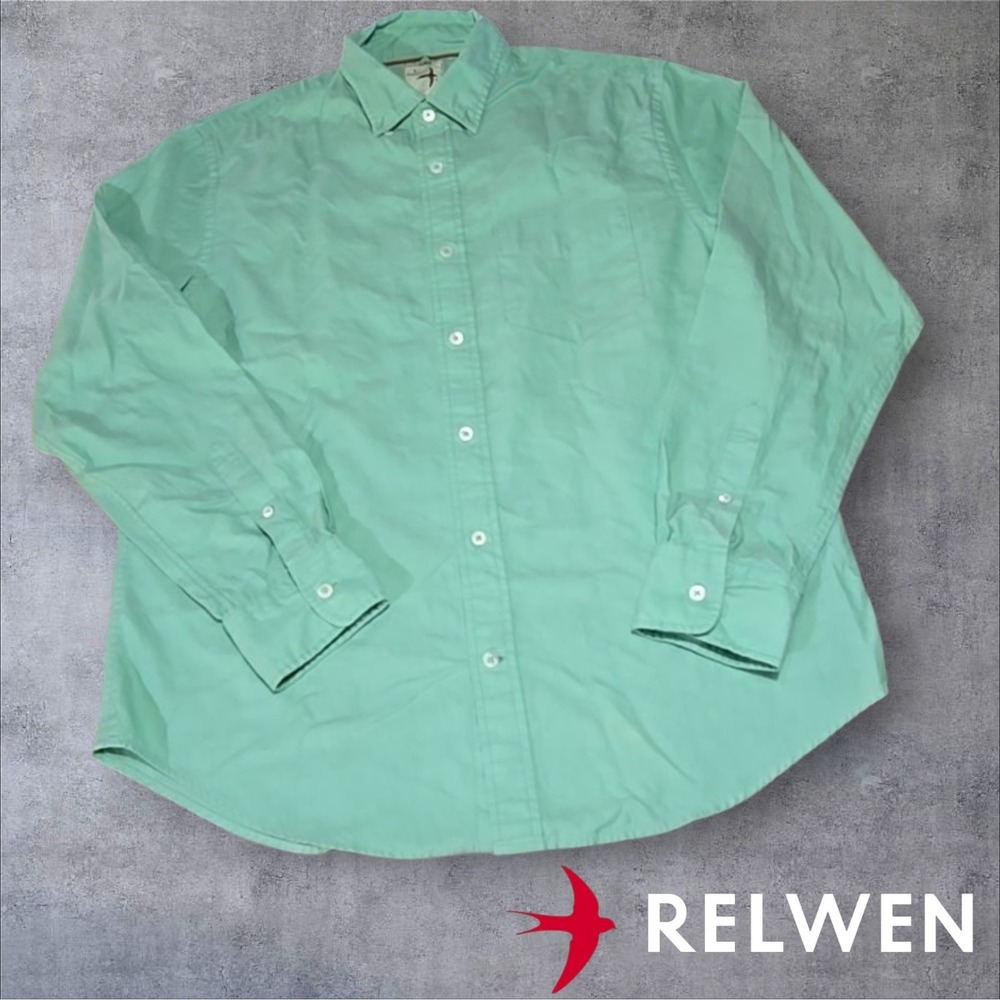Relwen Huckberry Heritage Button Down Mens‎ LS Oxford Shirt Mint Green L FLAWS
